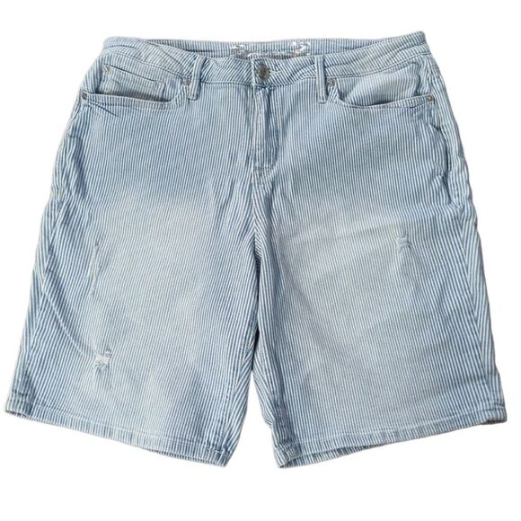 Seven7 Distressed Striped Shorts - Picture 1 of 4